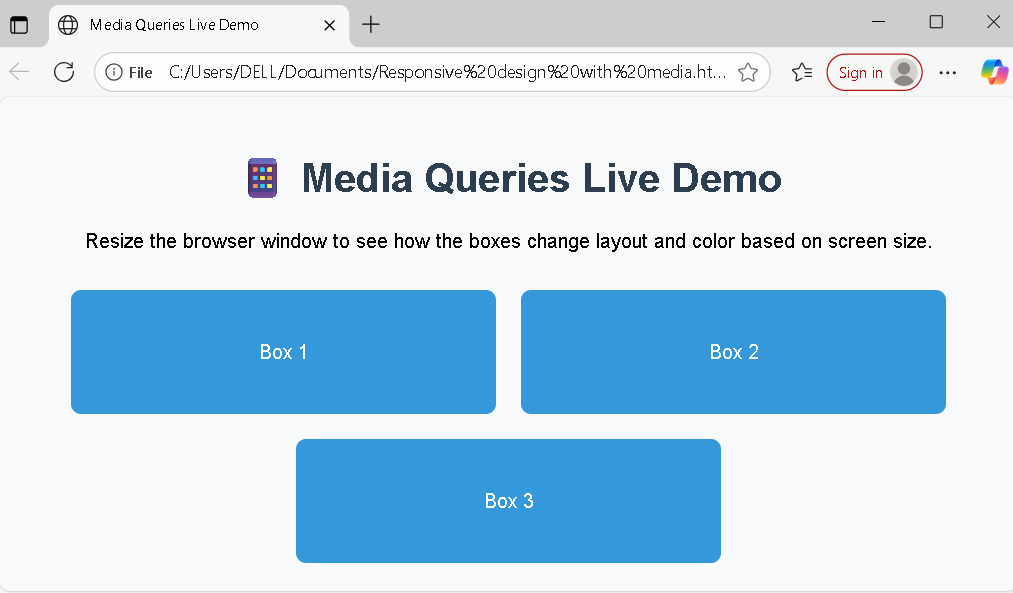 Responsive design with media queries